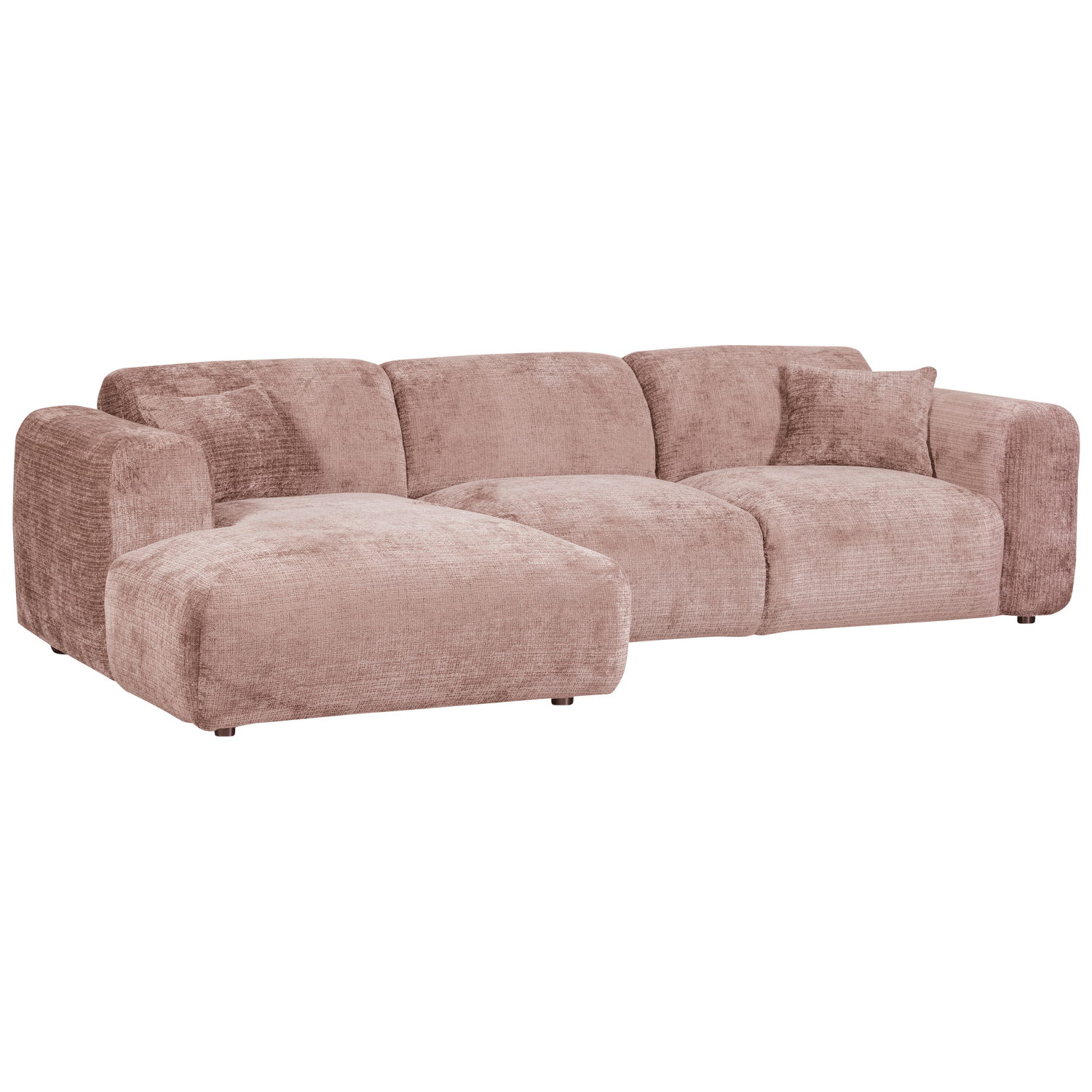 CLOUD CHAISE LONGUE SOFA LEFT CHENILLE TAUPE/PINK