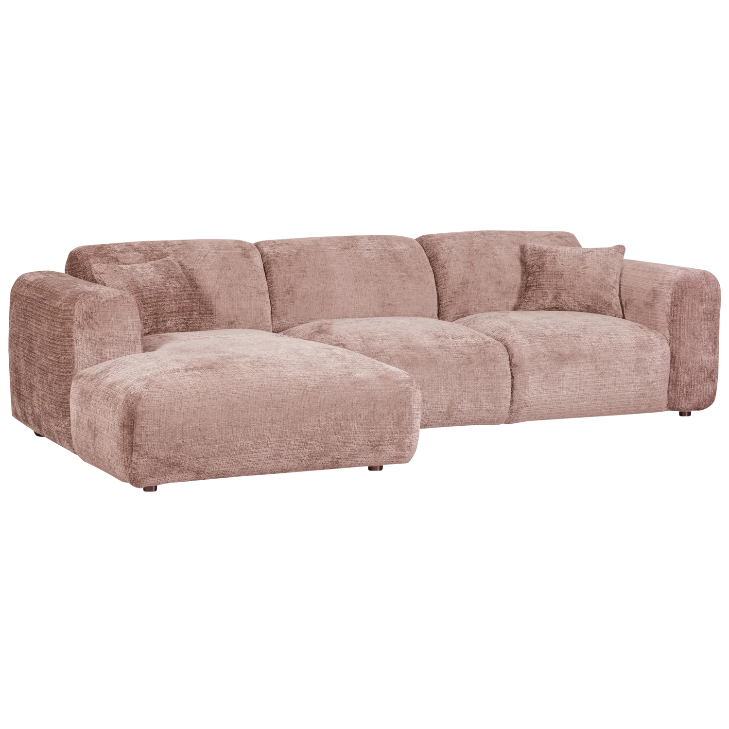 CLOUD CHAISE LONGUE SOFA LEFT CHENILLE TAUPE/PINK