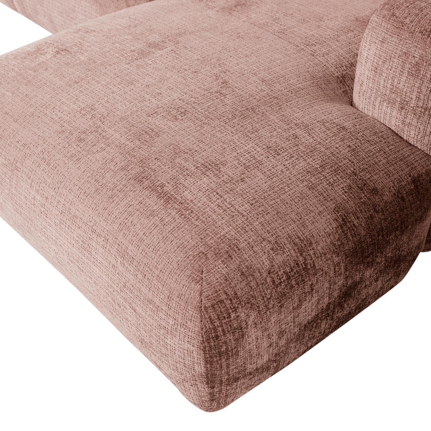 CLOUD CHAISE LONGUE SOFA RIGHT CHENILLE TAUPE/PINK