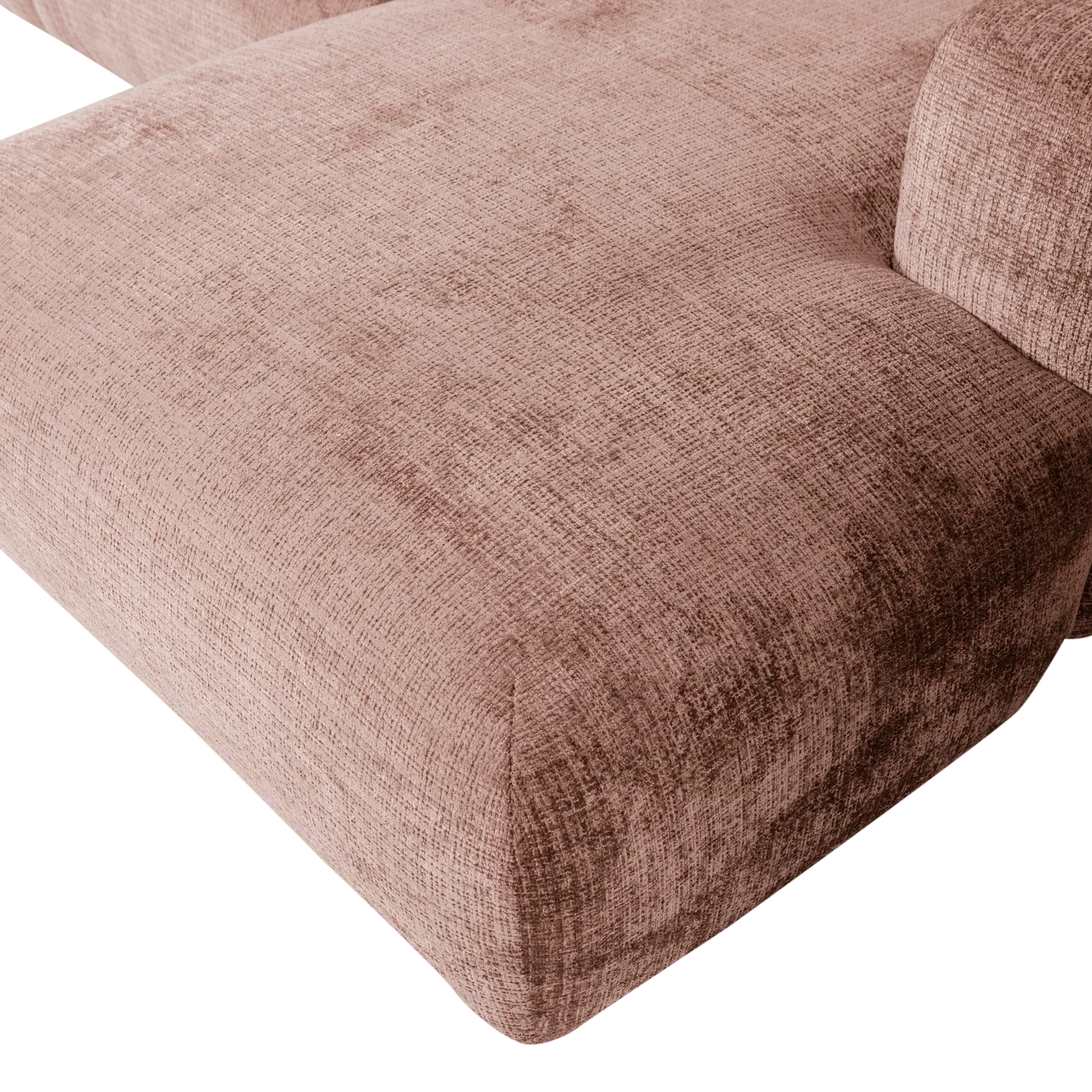 CLOUD CHAISE LONGUE SOFA RIGHT CHENILLE TAUPE/PINK