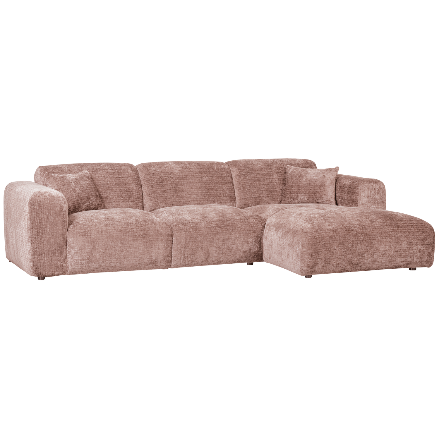 CLOUD CHAISE LONGUE SOFA RIGHT CHENILLE TAUPE/PINK