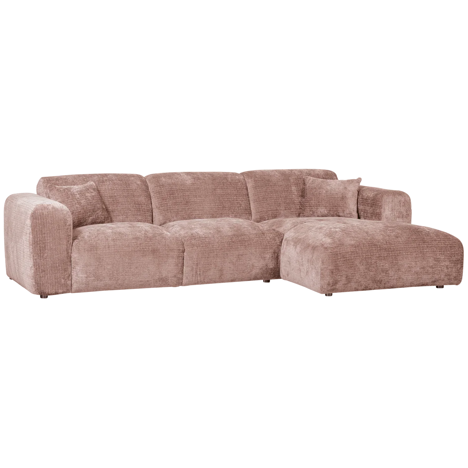 CLOUD CHAISE LONGUE SOFA RIGHT CHENILLE TAUPE/PINK