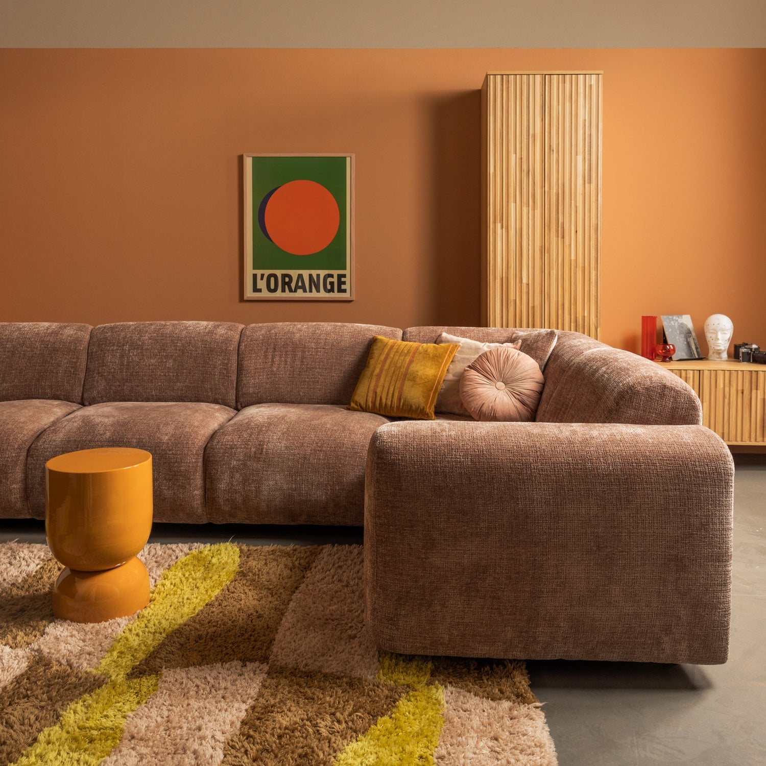 WOOOD canapea colt CLOUD | 100% Pes | Taupe | 80x345x198 cm