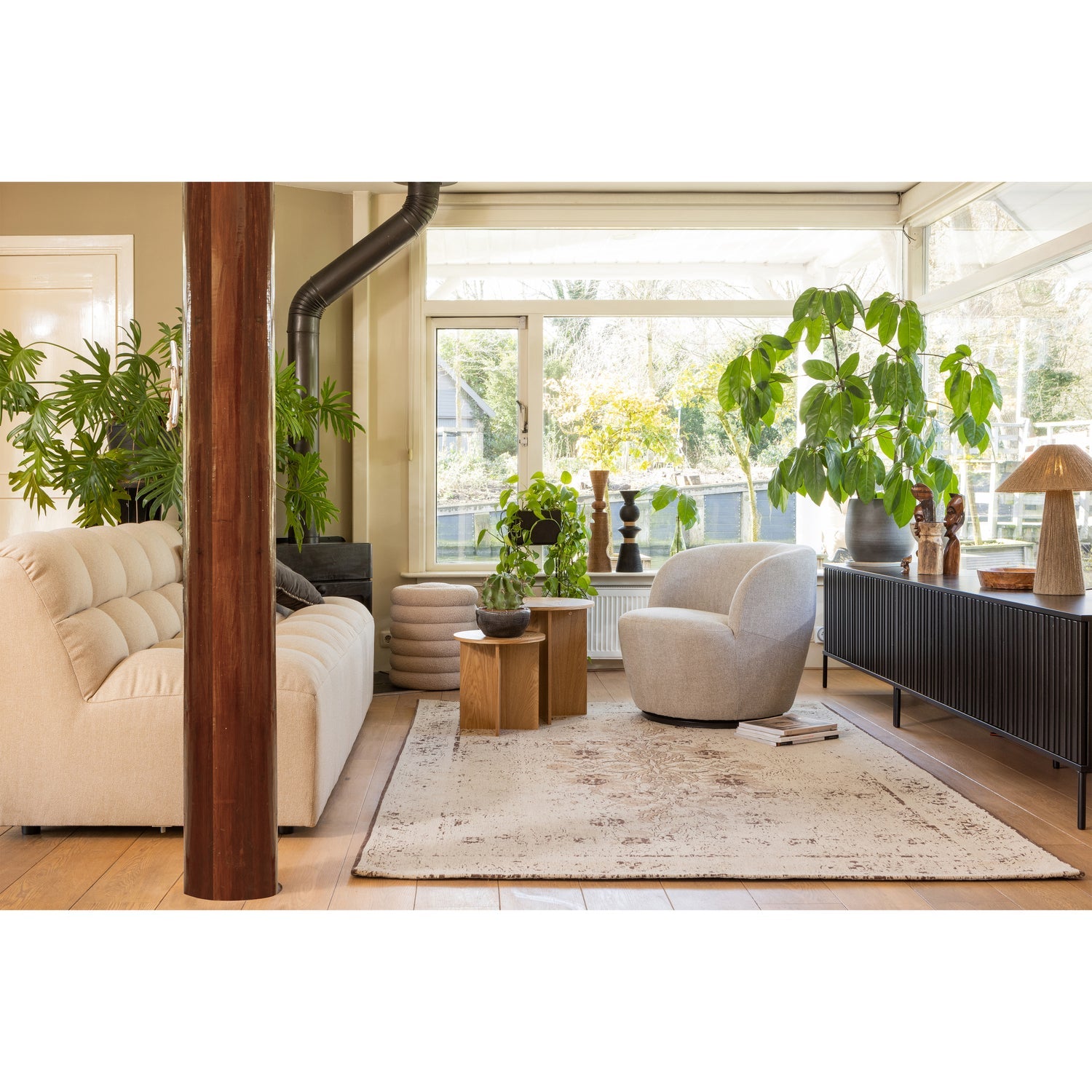 WOOOD mobila TV NEW GRAVURE | Pin | Negru | 56x100x44 cm