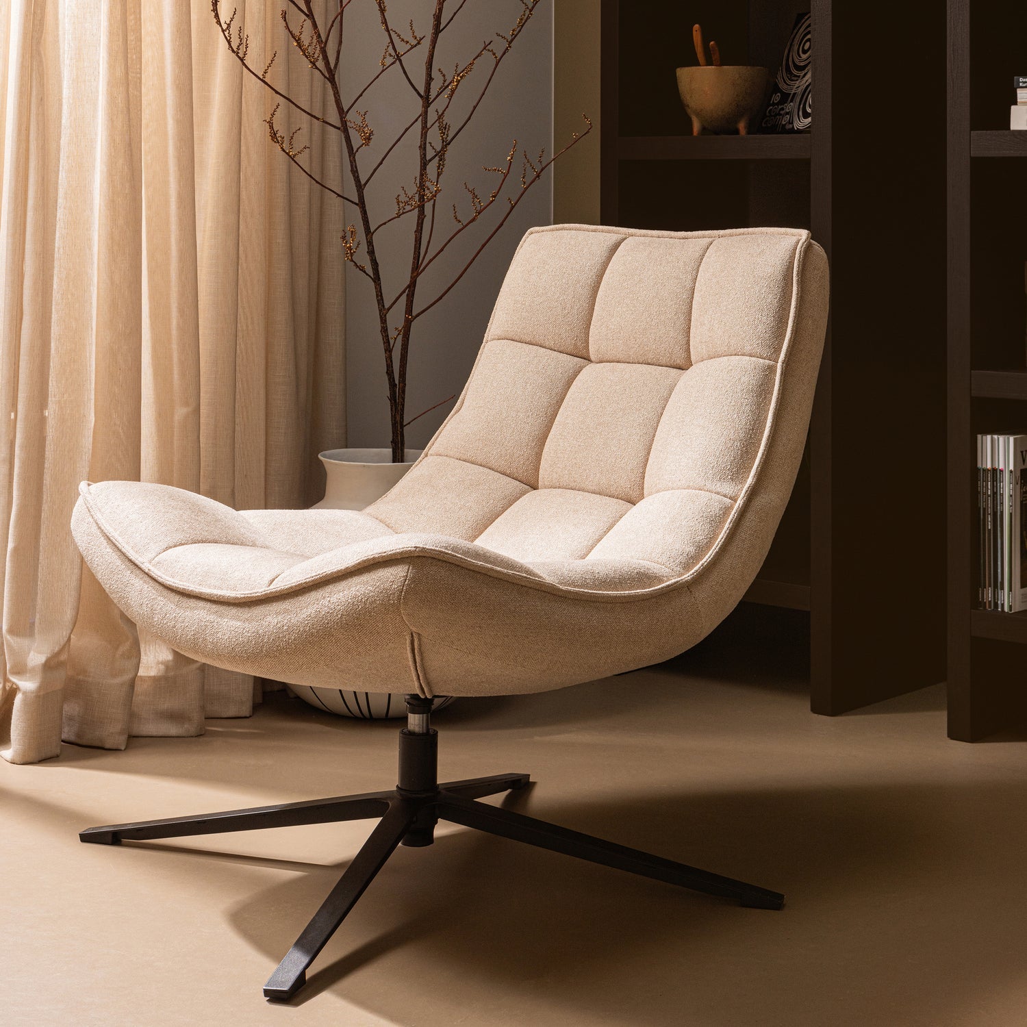 WOOOD fotoliu MAUDI SWIVEL ARMCHAIR | 100% Pes | Natural | 84x74x86 cm