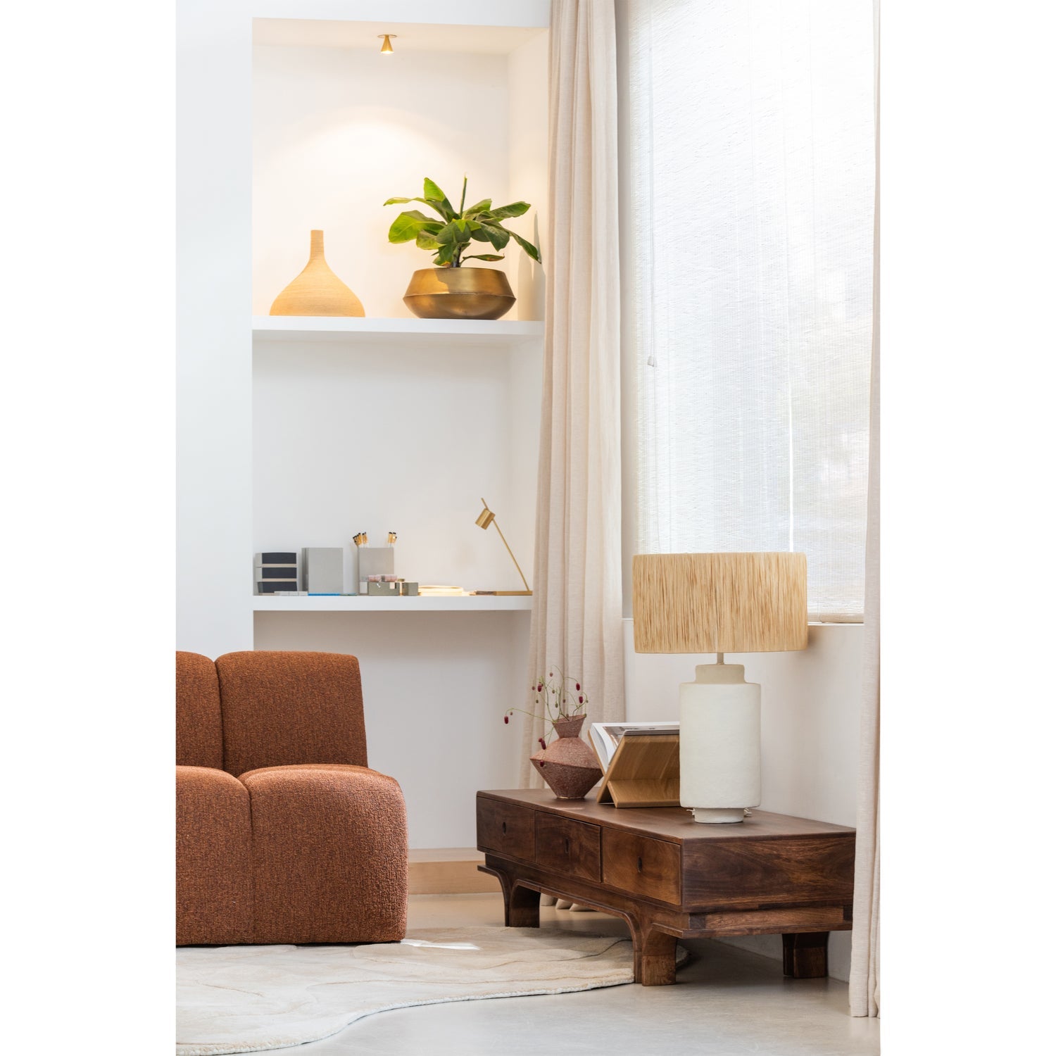 WOOOD canapea modulara MOJO 1-SEATER ELEMENT BOUCLE | 100% Pes | Maro | 74x84x97 cm