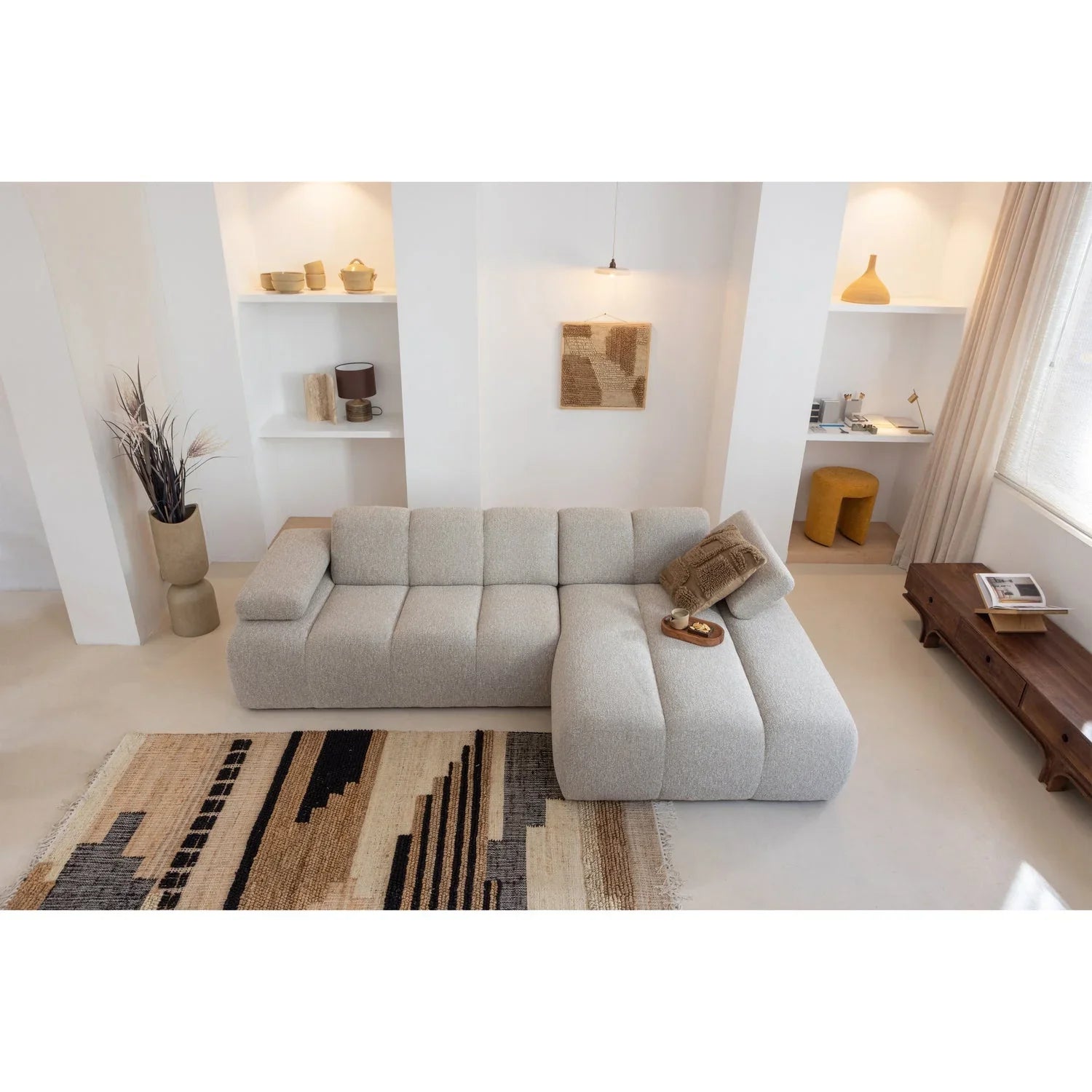 MOJO CHAISE LONGUE SOFA RIGHT BOUCLE BEIGE MELANGE