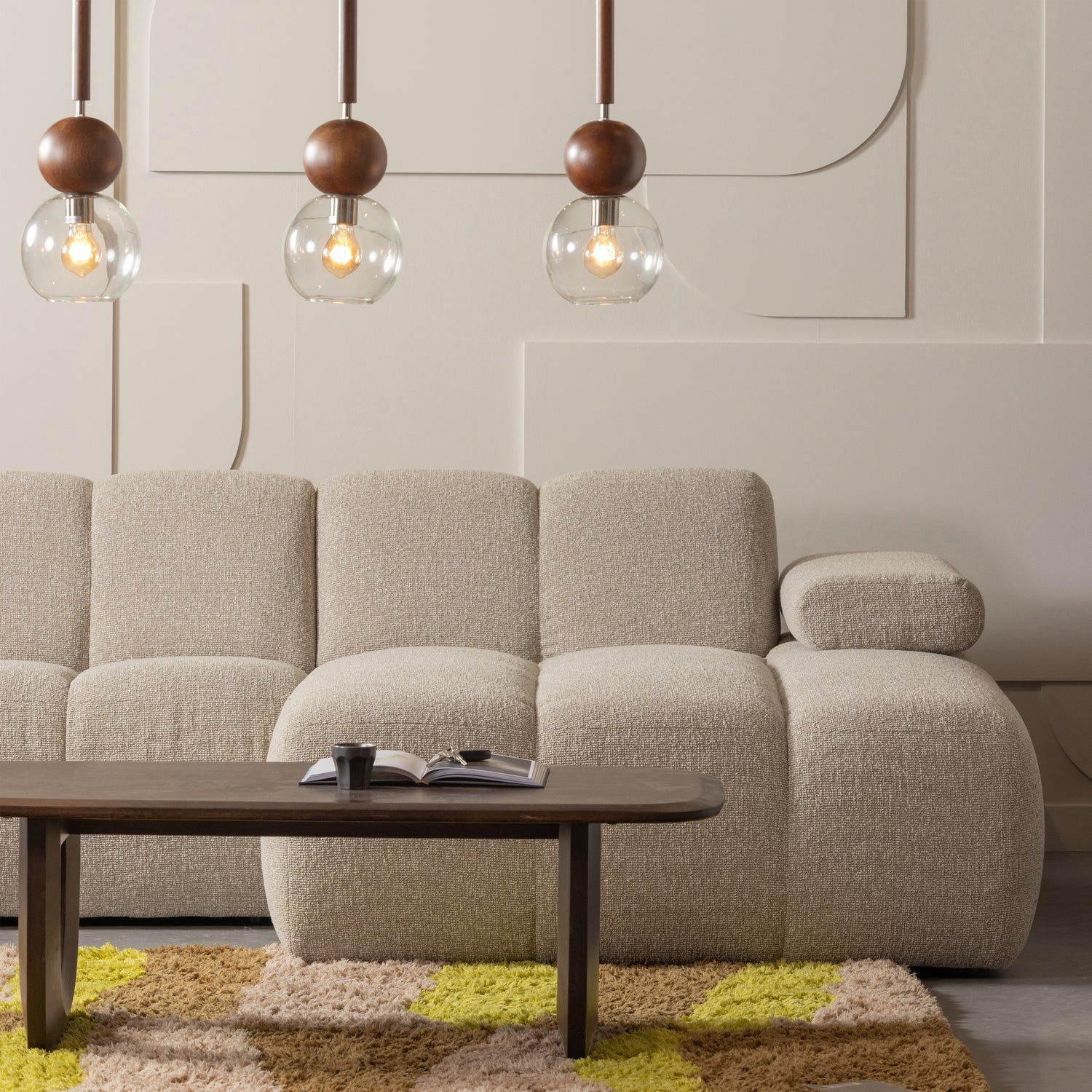WOOOD masuta cafea FREQUENT | Lemn mango | Nuc | 40x120x60 cm