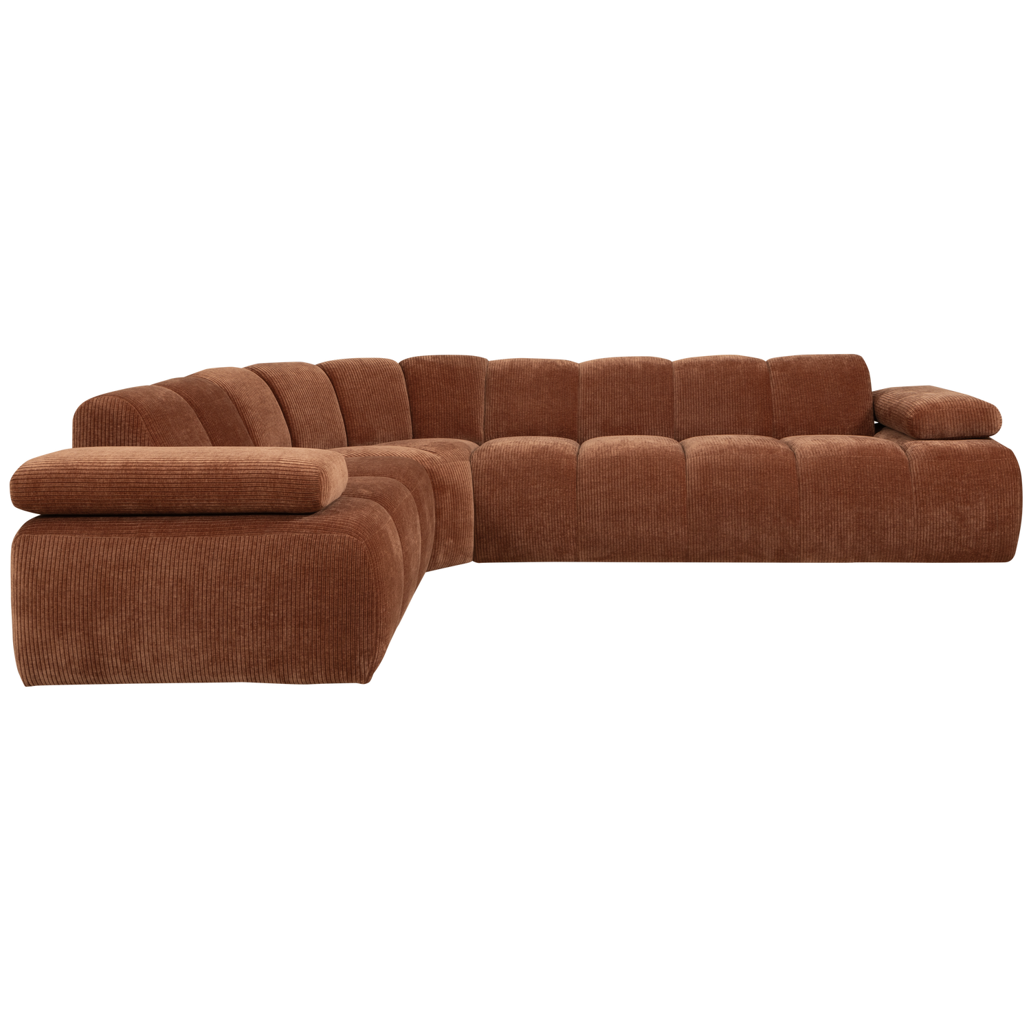 MOJO CORNER SOFA LEFT RIB FABRIC RUST BROWN