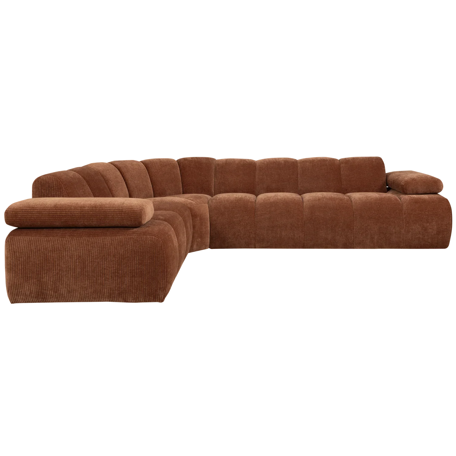 MOJO CORNER SOFA LEFT RIB FABRIC RUST BROWN