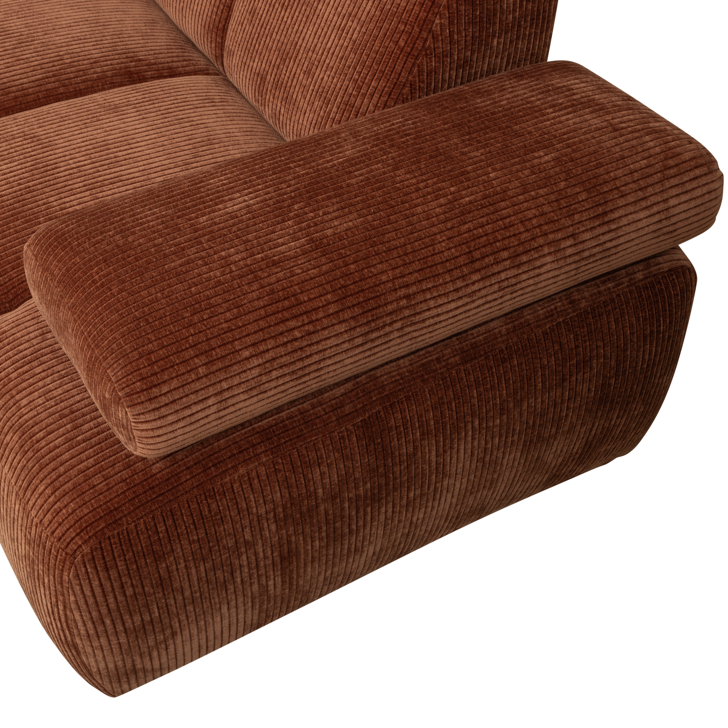 MOJO CORNER SOFA LEFT RIB FABRIC RUST BROWN
