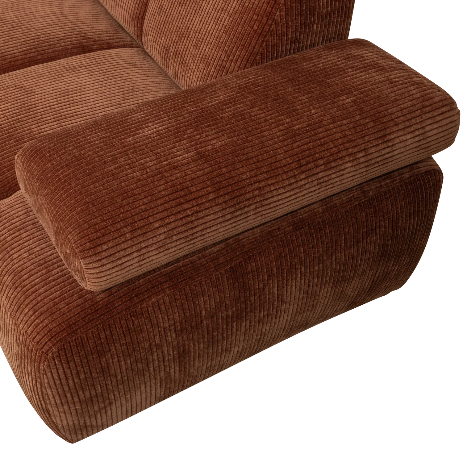 MOJO CORNER SOFA LEFT RIB FABRIC RUST BROWN