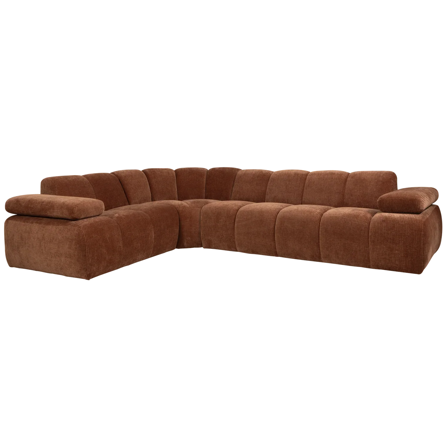 MOJO CORNER SOFA LEFT RIB FABRIC RUST BROWN