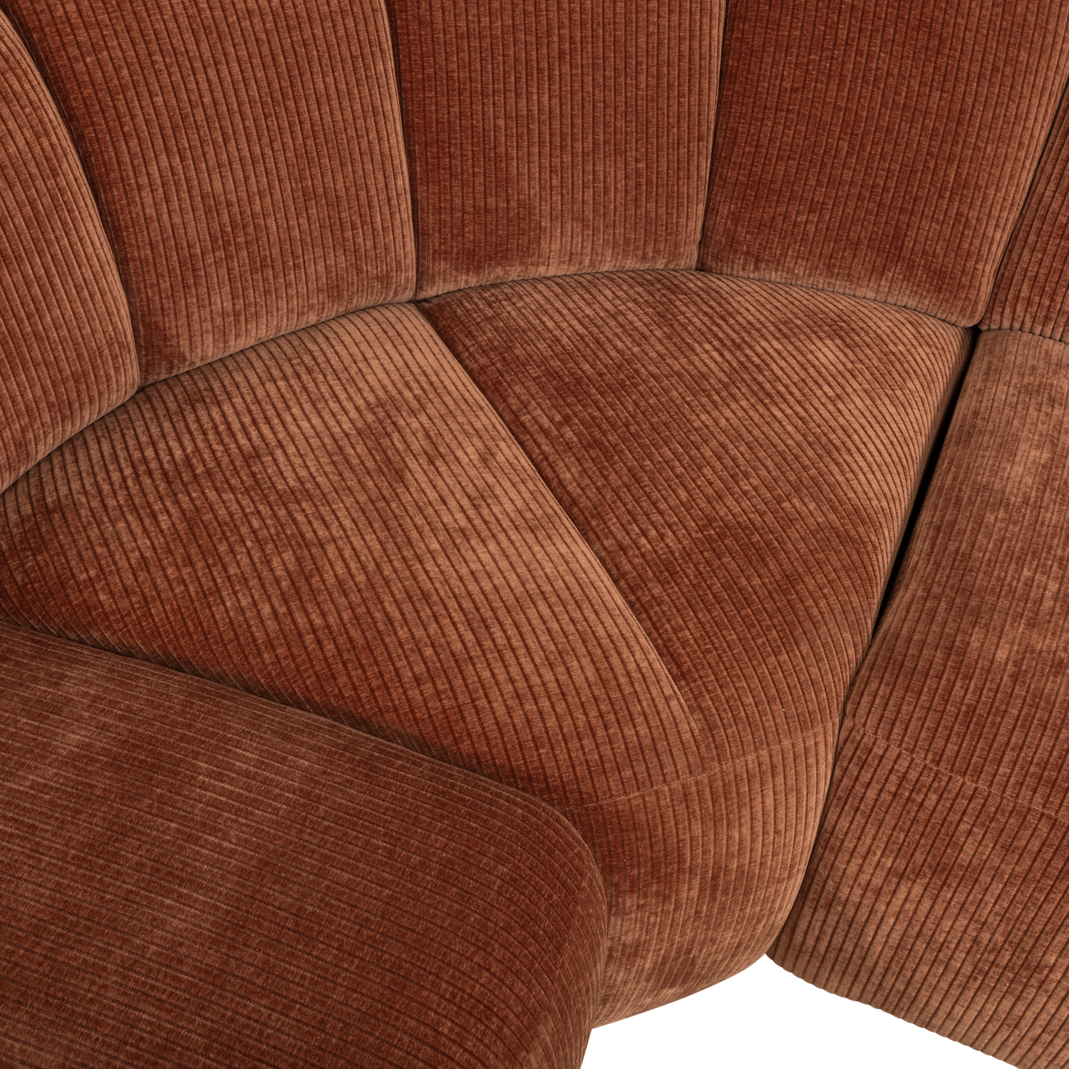 MOJO CORNER SOFA LEFT RIB FABRIC RUST BROWN