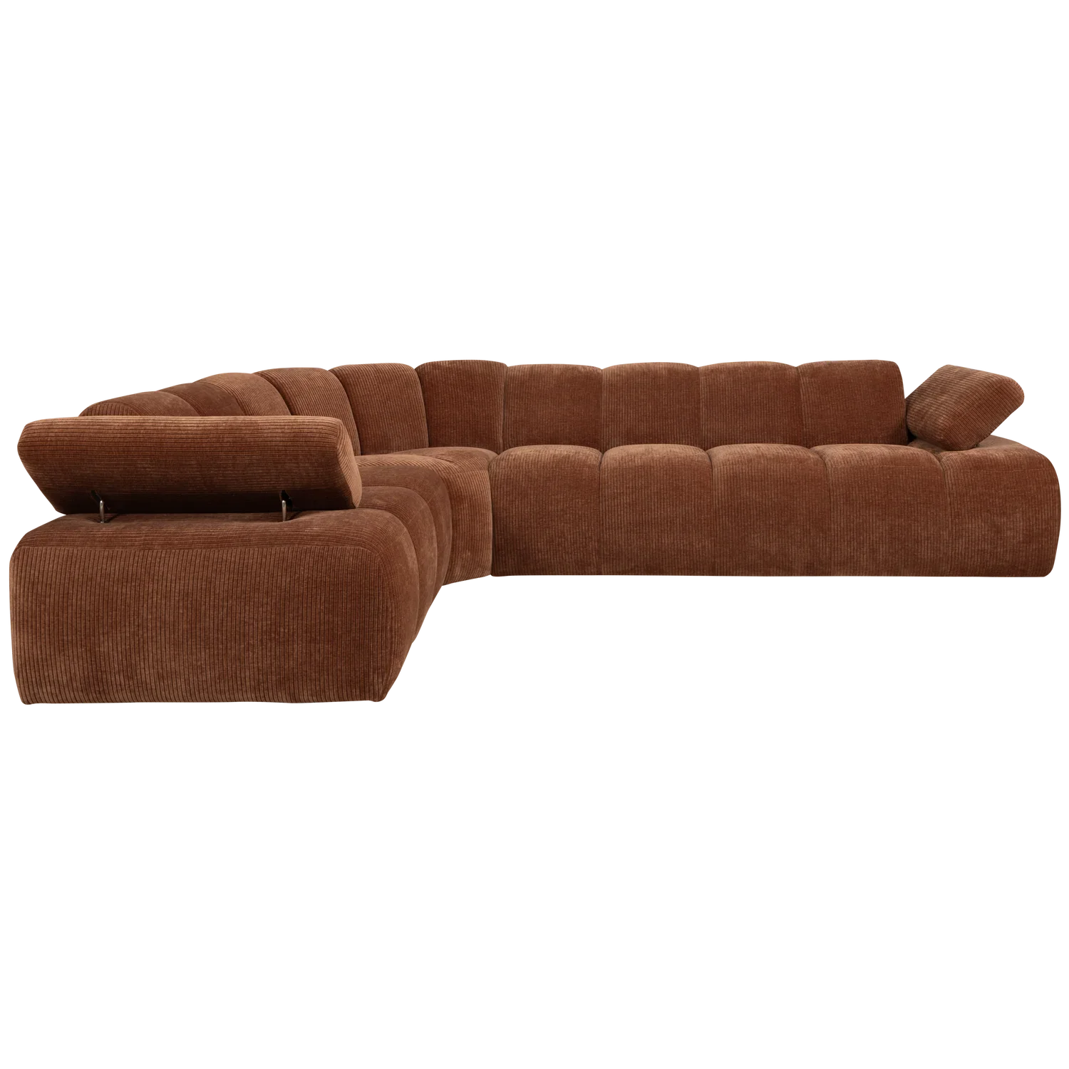 MOJO CORNER SOFA LEFT RIB FABRIC RUST BROWN