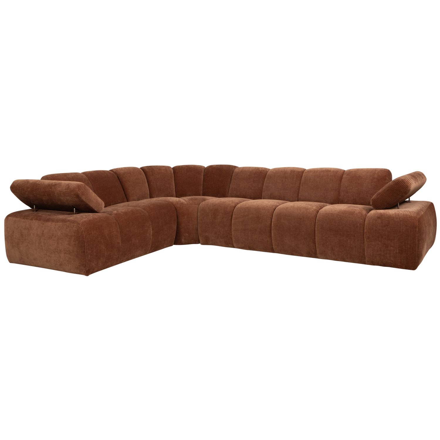 MOJO CORNER SOFA LEFT RIB FABRIC RUST BROWN