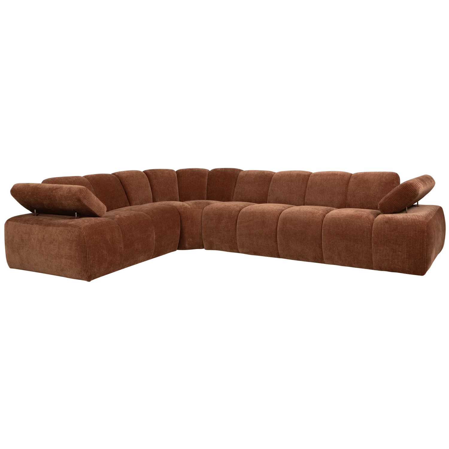 MOJO CORNER SOFA LEFT RIB FABRIC RUST BROWN