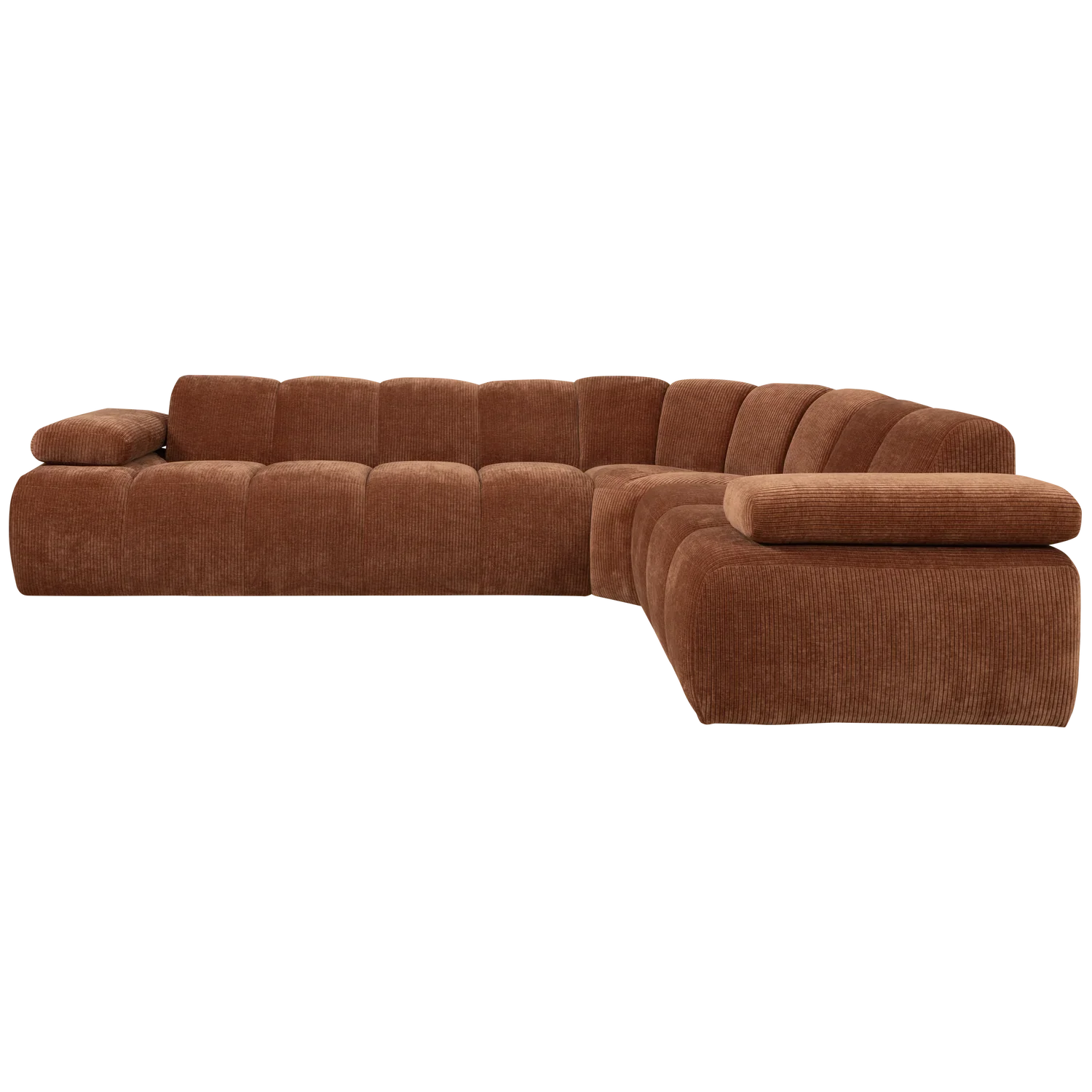 MOJO CORNER SOFA RIGHT RIB FABRIC RUST BROWN
