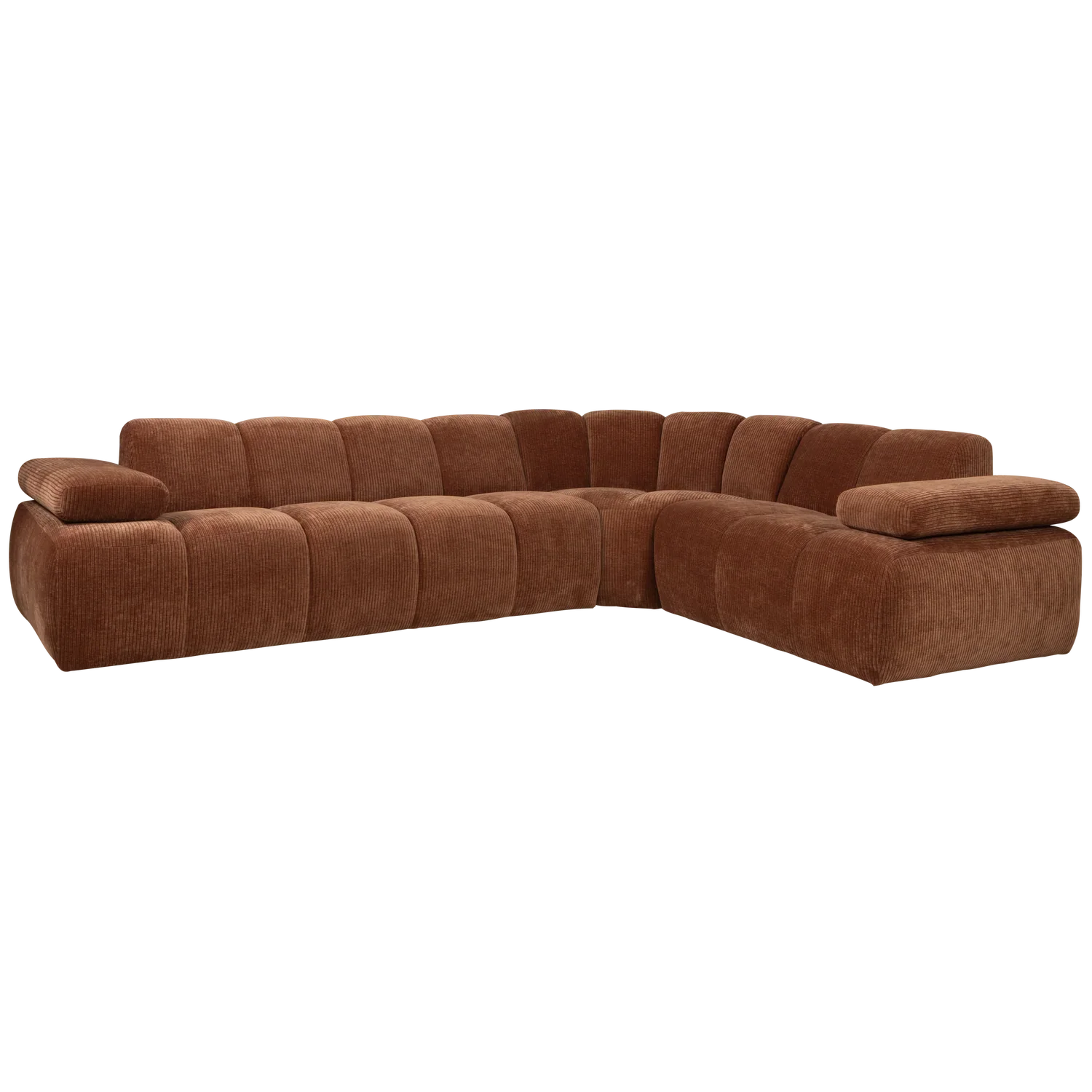 MOJO CORNER SOFA RIGHT RIB FABRIC RUST BROWN