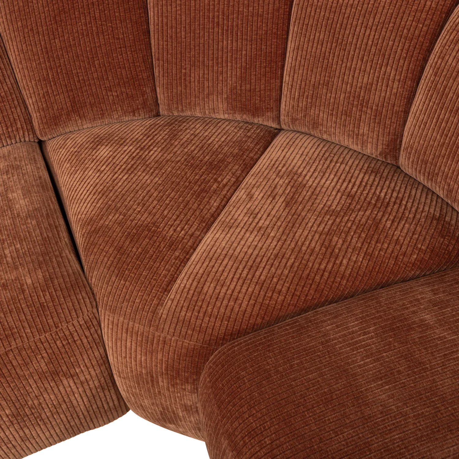 MOJO CORNER SOFA RIGHT RIB FABRIC RUST BROWN