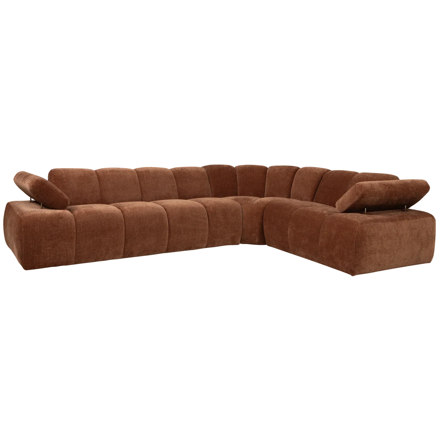 MOJO CORNER SOFA RIGHT RIB FABRIC RUST BROWN