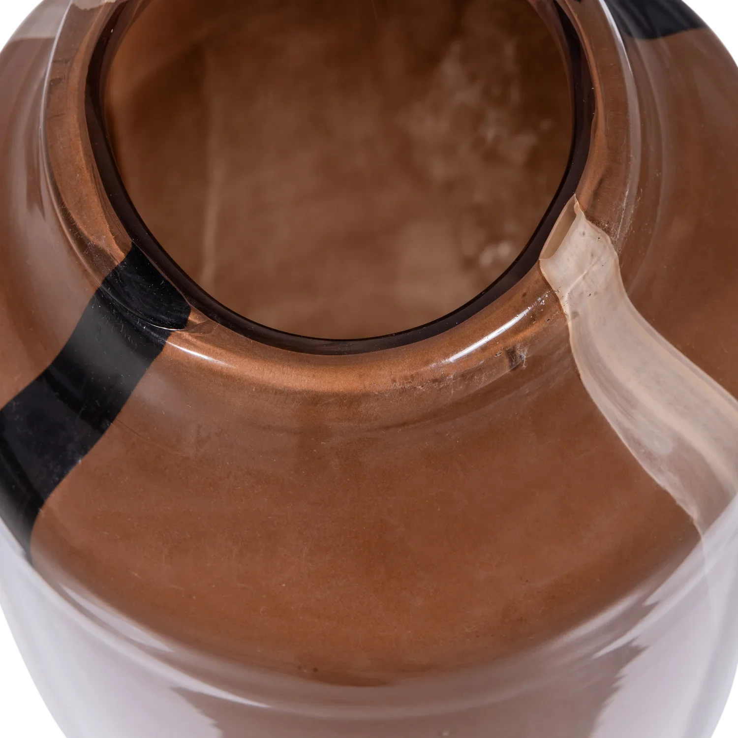 SELENA VASE GLASS WITH STRIPE BROWN