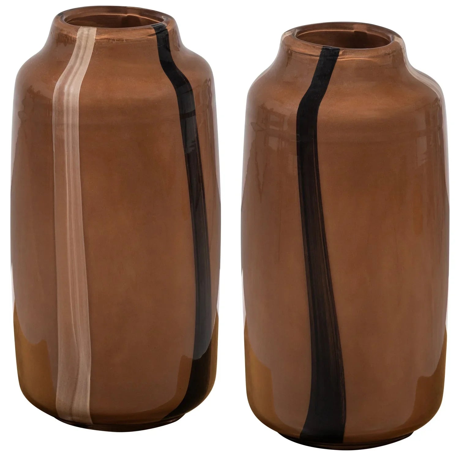 SELENA VASE GLASS WITH STRIPE BROWN
