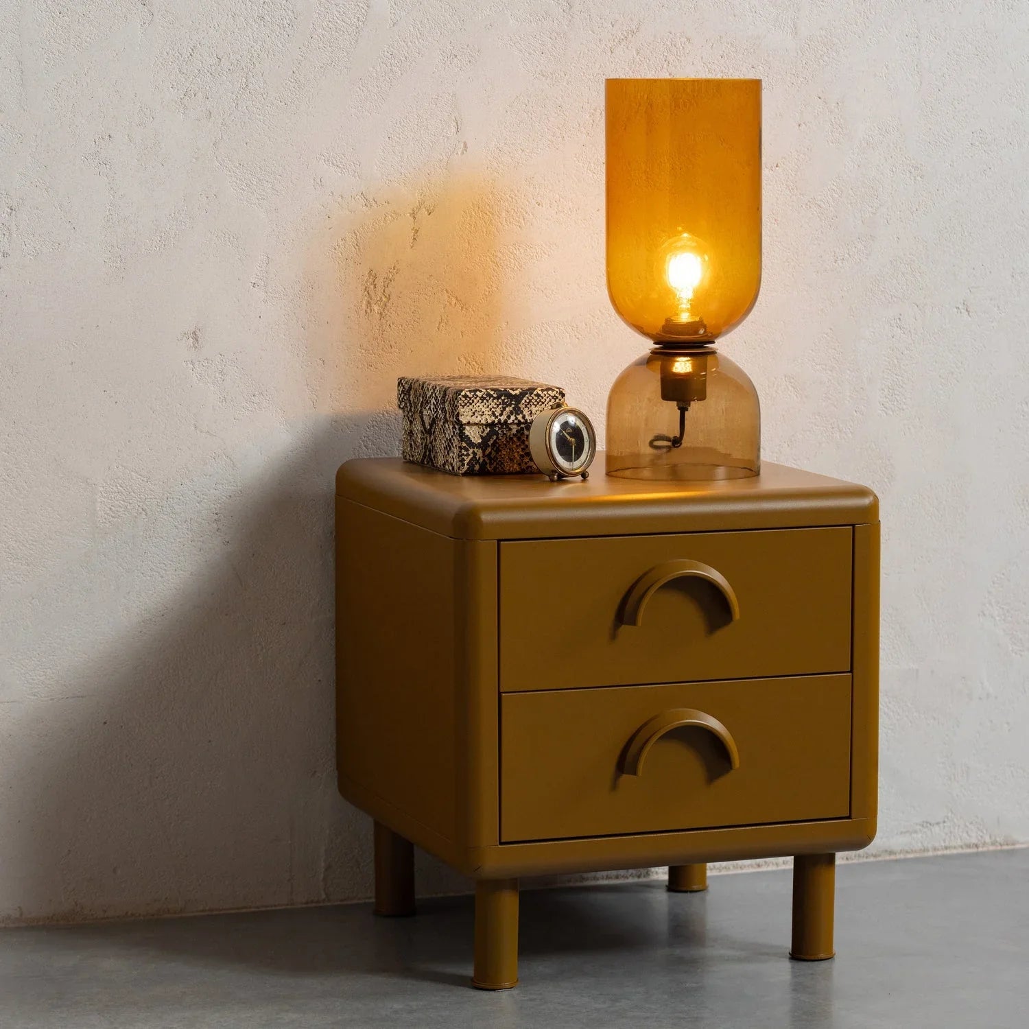RUNE DRESSER/NIGHT STAND 2 DRAWERS METAL HONEY YELLOW