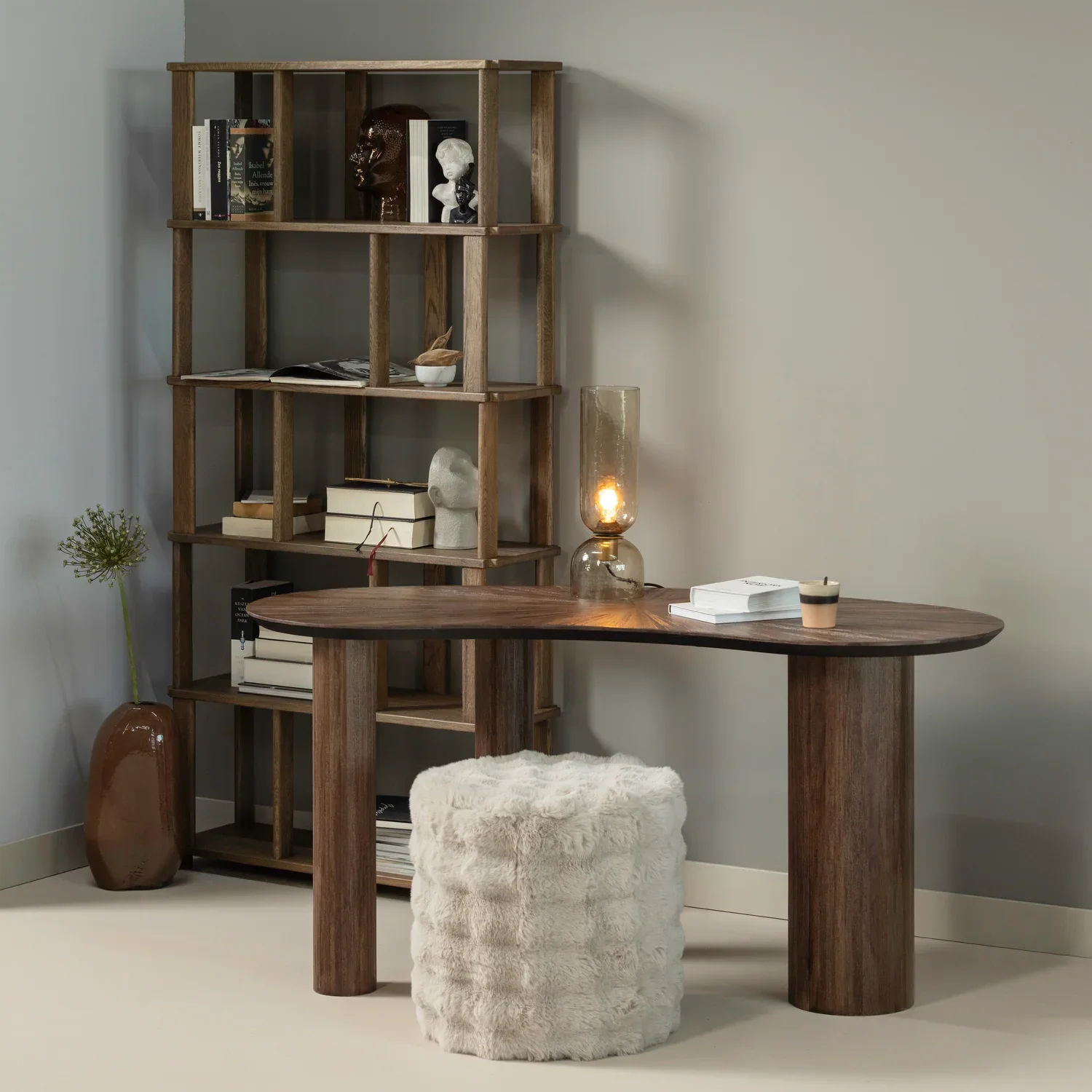 OLVEN POUF HIGH FLUFFY FABRIC NATURAL