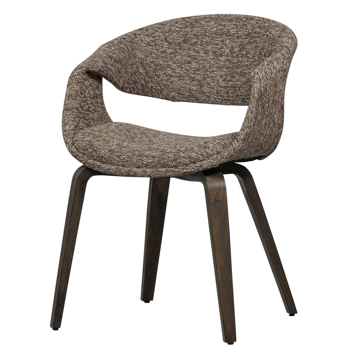 YOSSI DINING CHAIR BROWN WITH WOODEN LEG DARK BROWN