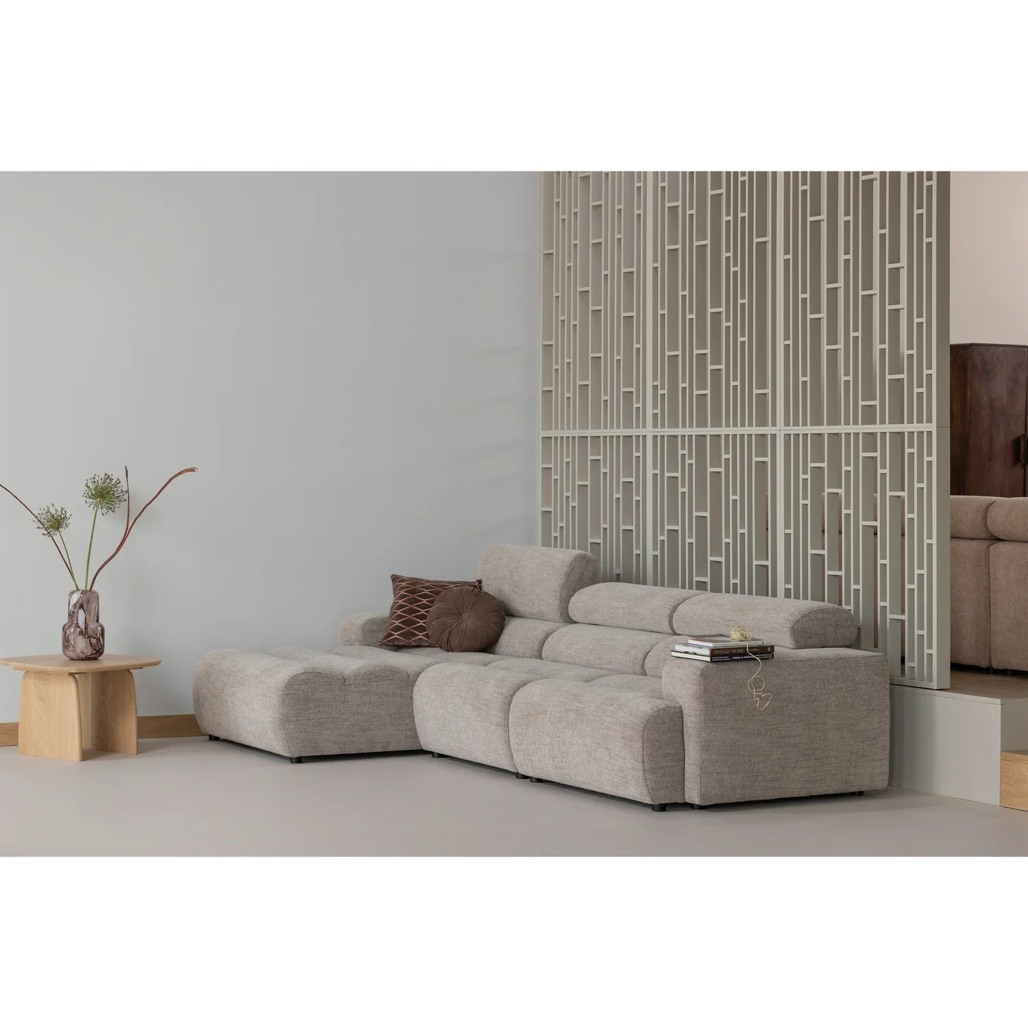 NOVI CHAISE LONGUE SOFA LEFT NATURAL MELANGE