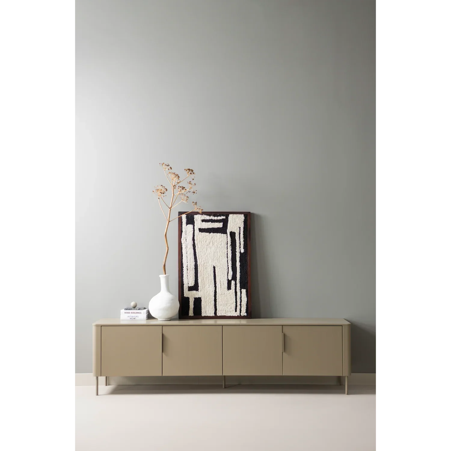 WOOOD comodă TV Gunnar Tv | pin | Mud | FSC, 200x44x56 cm