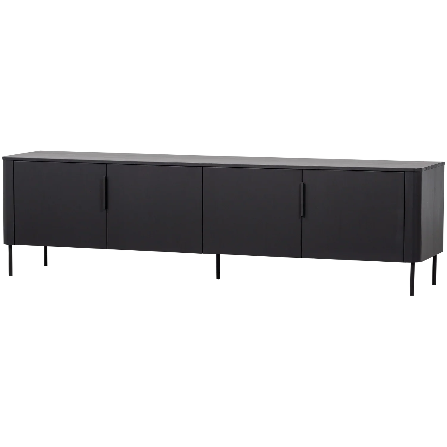 WOOOD comodă TV Gunnar Tv | pin | Negru mat | FSC, 200x44x56 cm