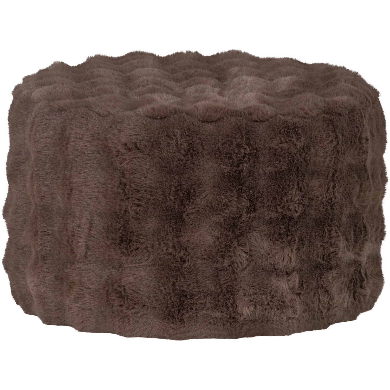 OLVEN POUF LOW FLUFFY FABRIC BROWN