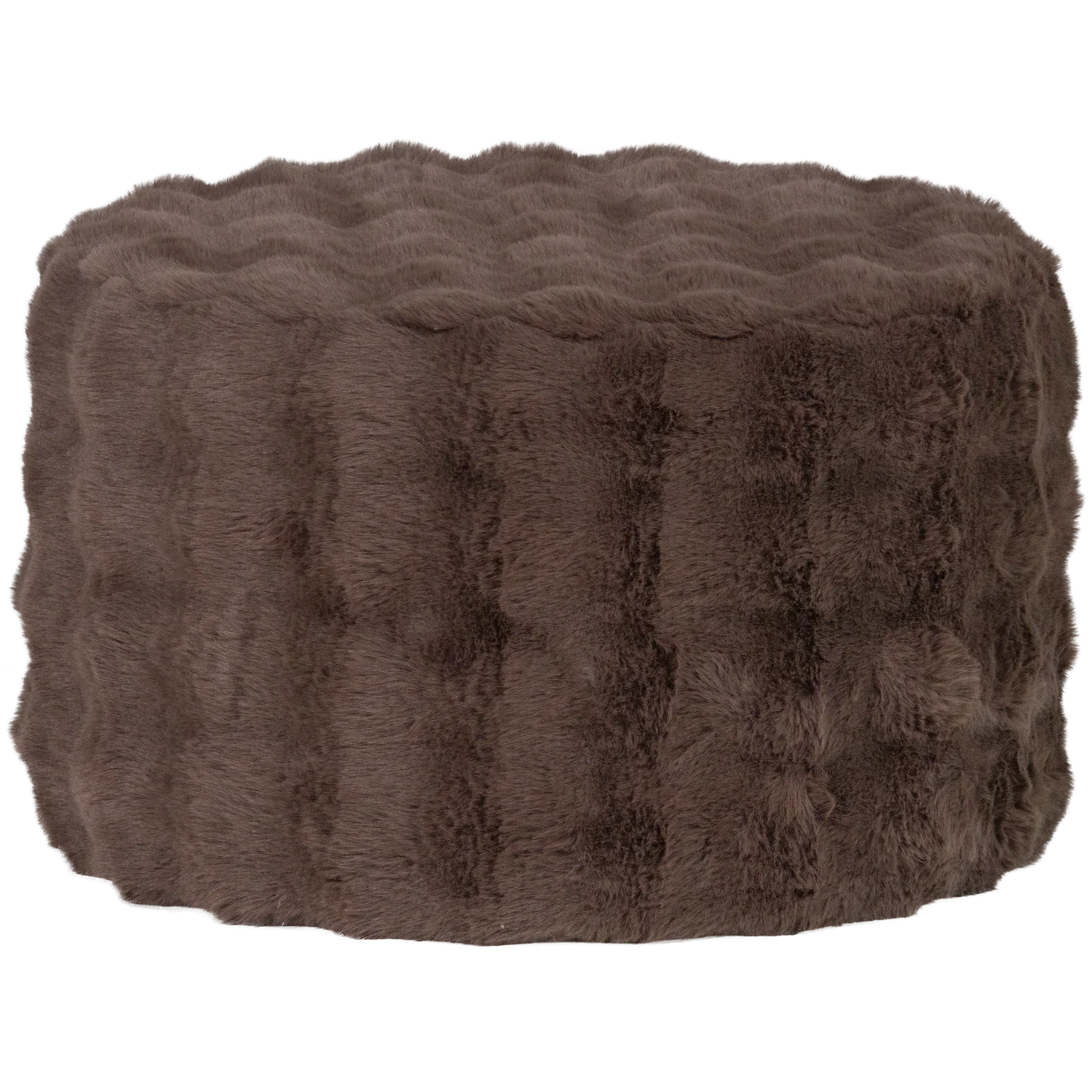 OLVEN POUF LOW FLUFFY FABRIC BROWN