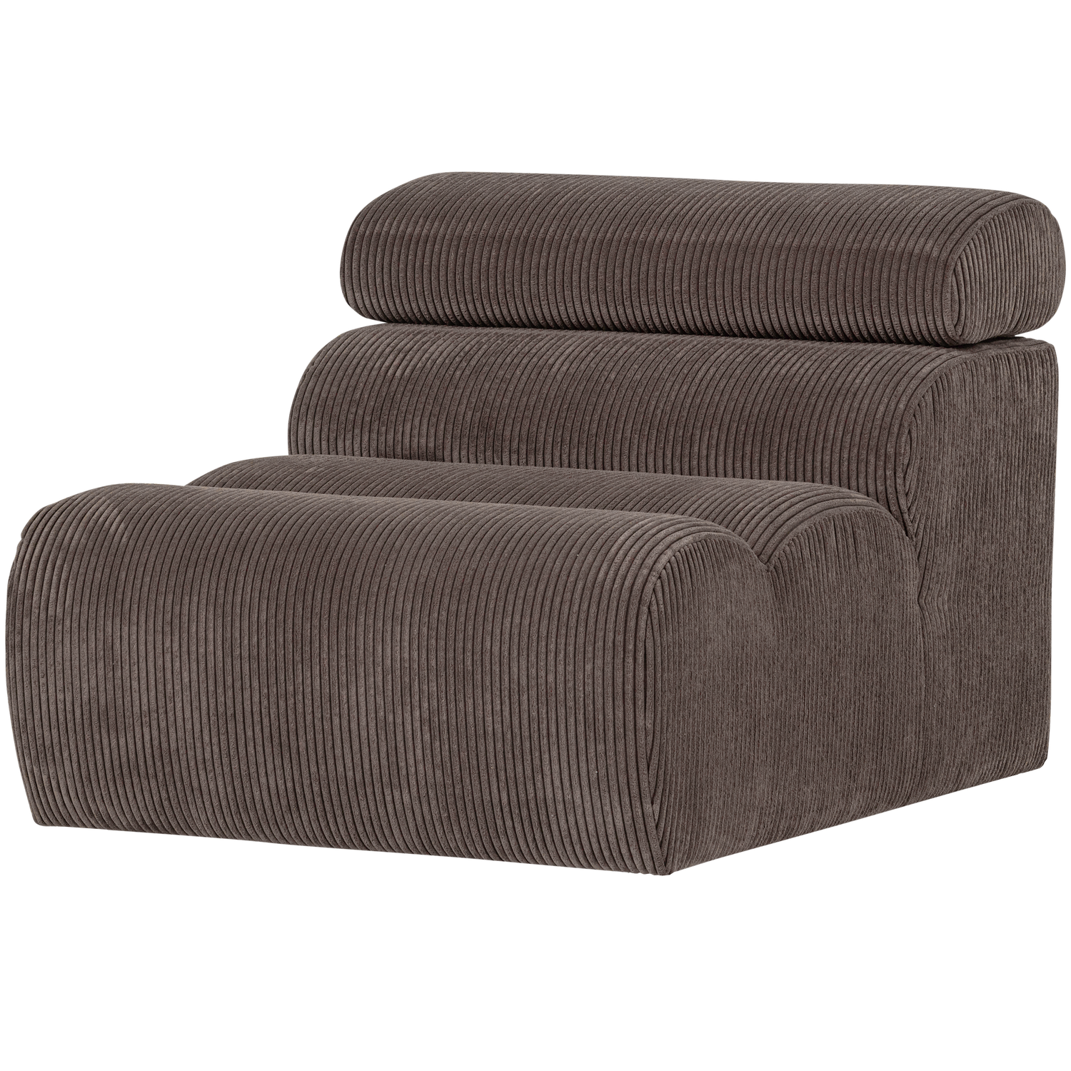 WOOOD canapea modulara NOVI 1-SEATER ELEMENT RIB FABRIC GREY/BROWN | 88% Pes / 12% Pac | Maro | 86x82x113 cm