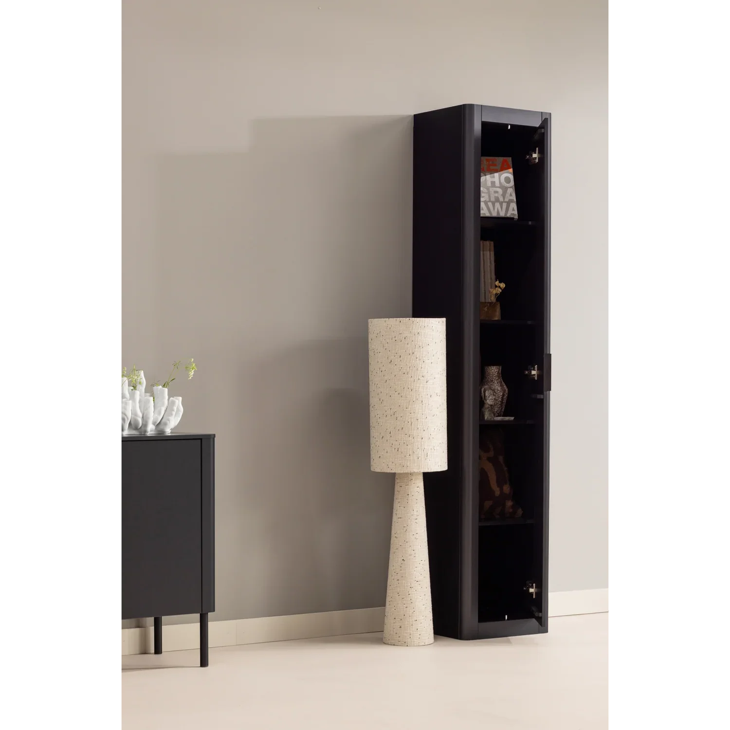 WOOOD dulap perete Gunnar pin Negru mat FSC, 45x39x217 cm 2