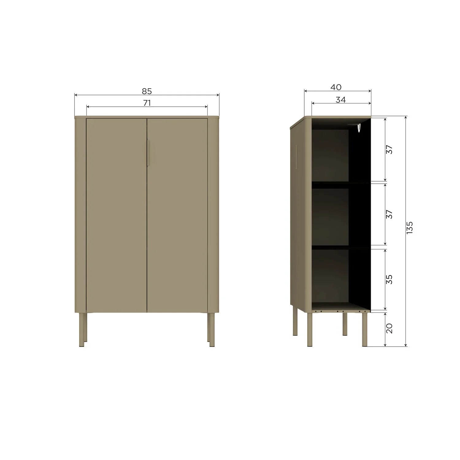 WOOOD dulap perete Gunnar pin Mud FSC, 85x39x135 cm 8