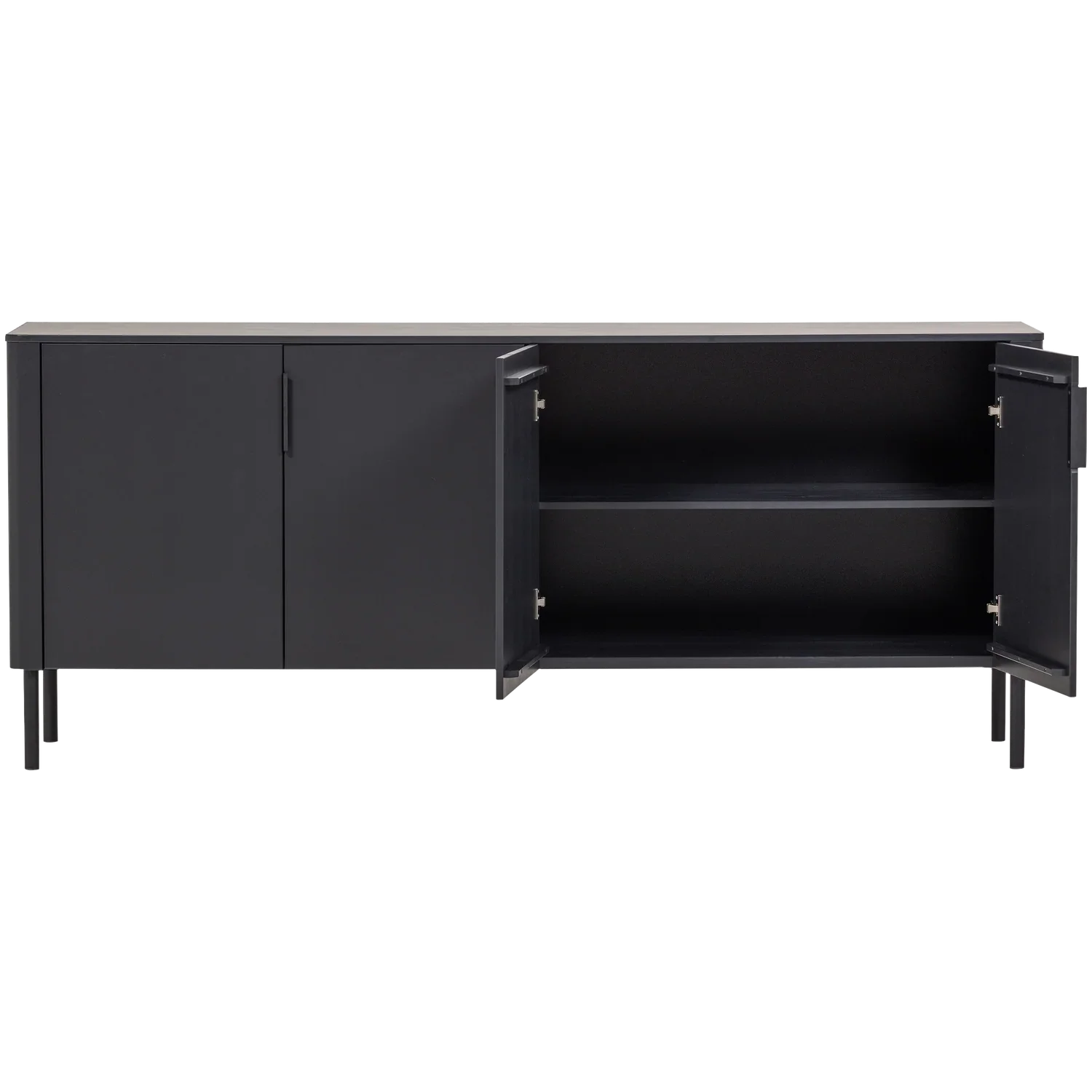 WOOOD bufet Gunnar pin Negru mat FSC, 201x44x85 cm 5