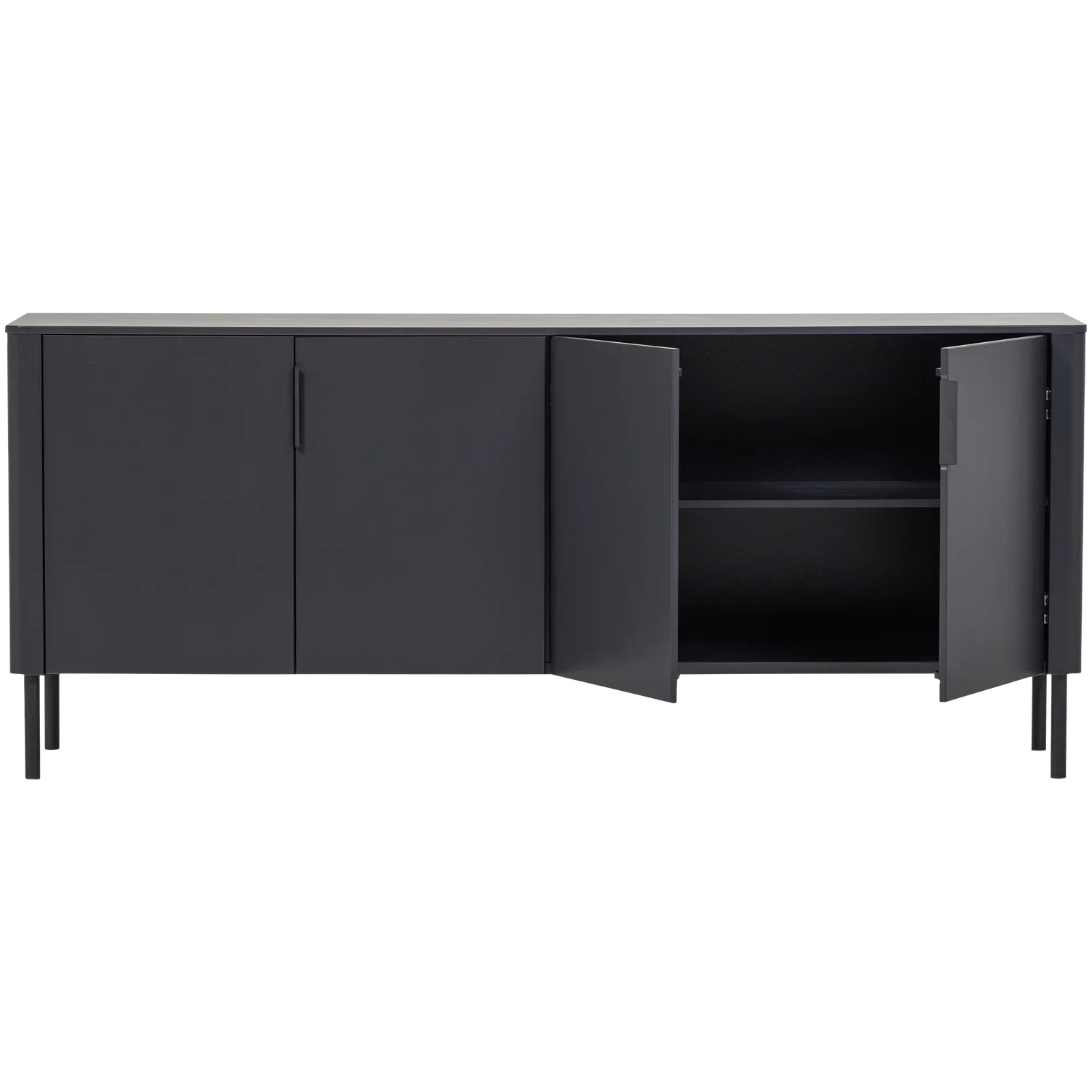 WOOOD bufet Gunnar pin Negru mat FSC, 201x44x85 cm 6