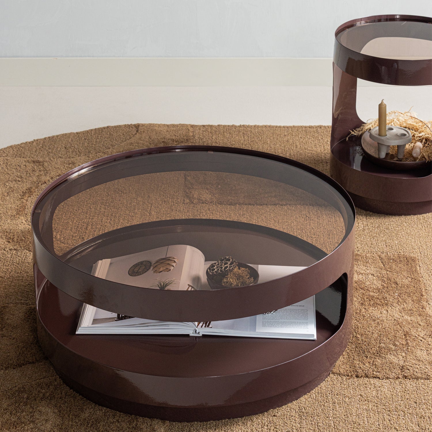 WOOOD masuta cafea SERO | Metal | Maro | 32x70x70 cm