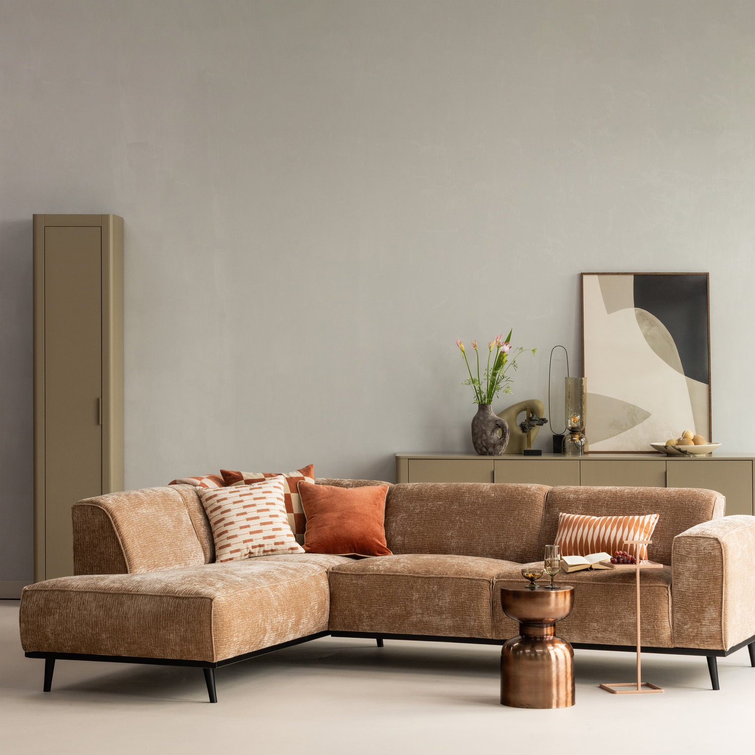 WOOOD canapea colt STATEMENT | 100% Pes | Taupe | 77x274x210 cm