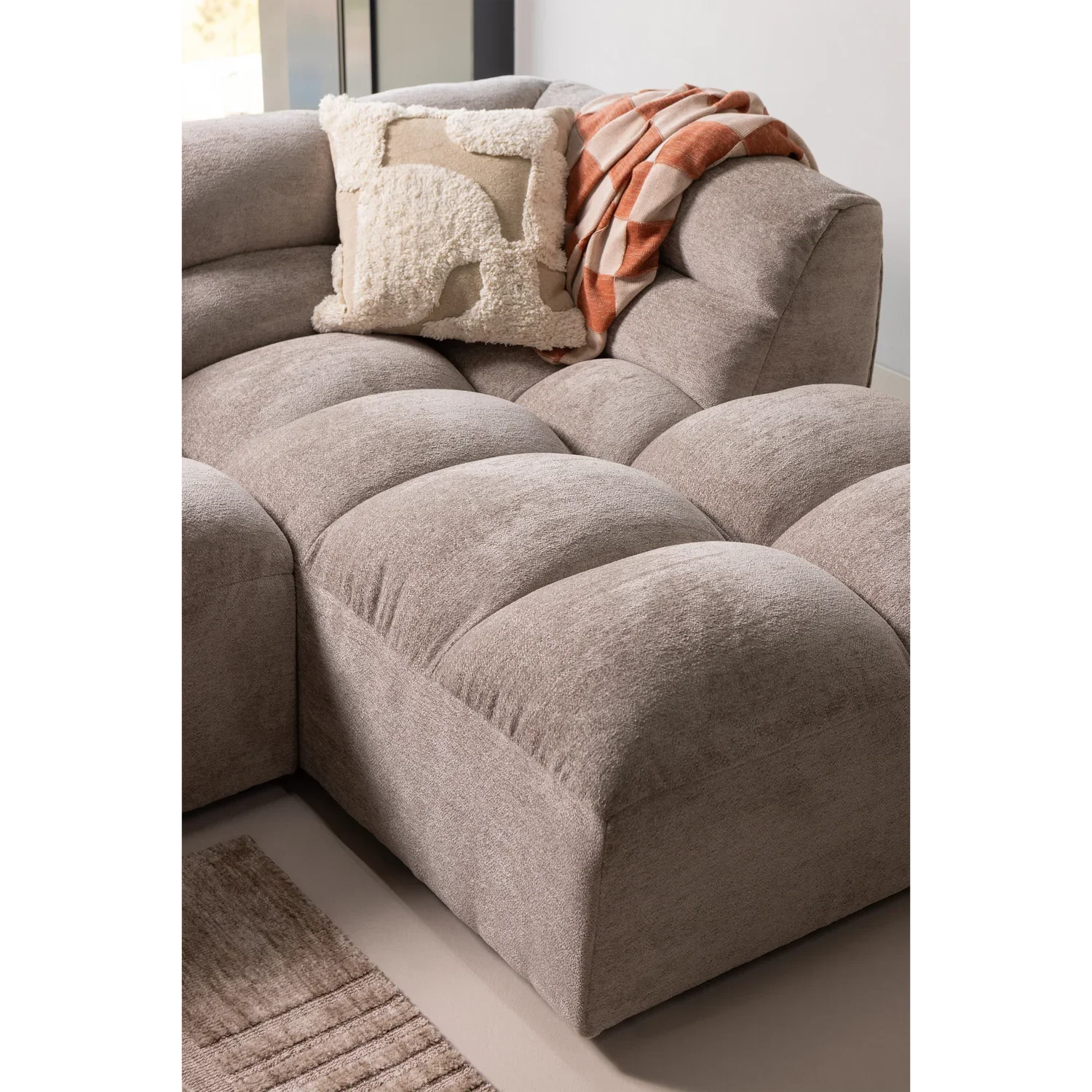 TIBAS CHAISE LONGUE RIGHT WOVEN FABRIC SAND