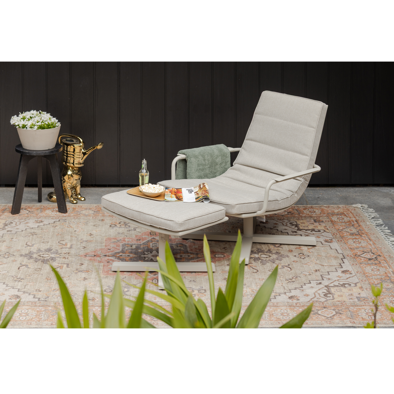 WOOOD scaun gradina COOSA | Aluminiu | Nisipiu | 43x64x40 cm