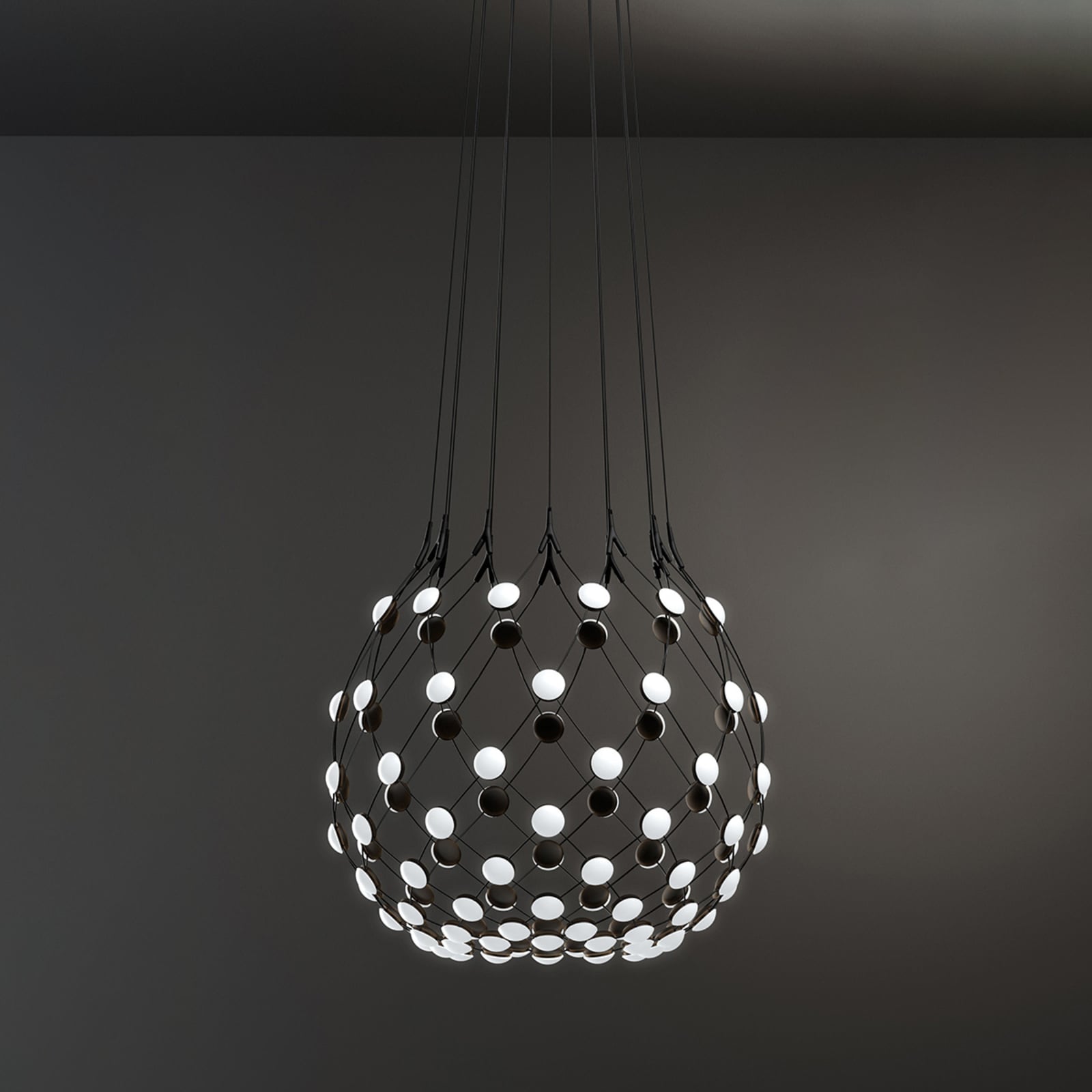 Luceplan lustră Mesh | Phase 5m negru | Ø 80 cm