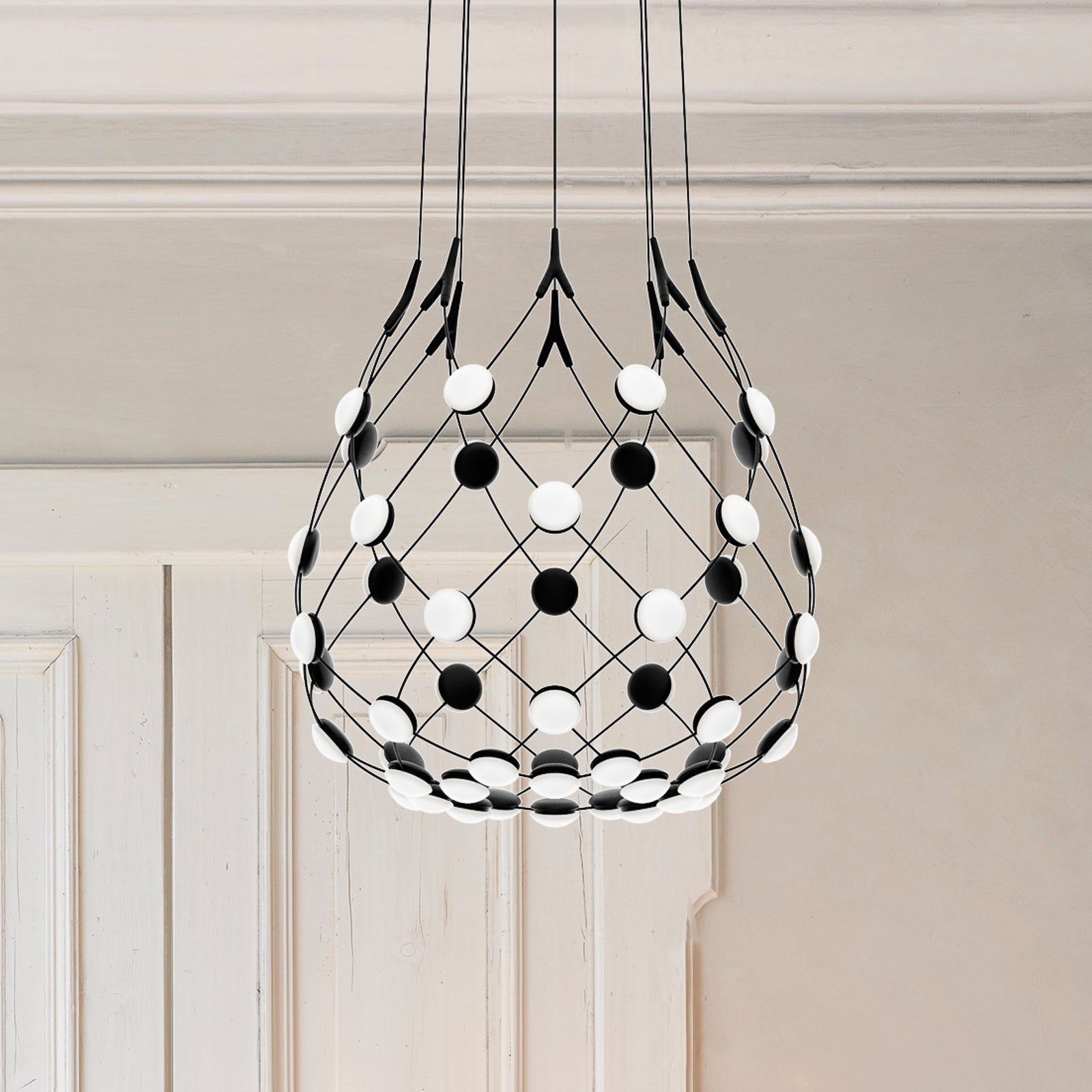 Luceplan lustră Mesh | 1m phase negru | Ø 55 cm