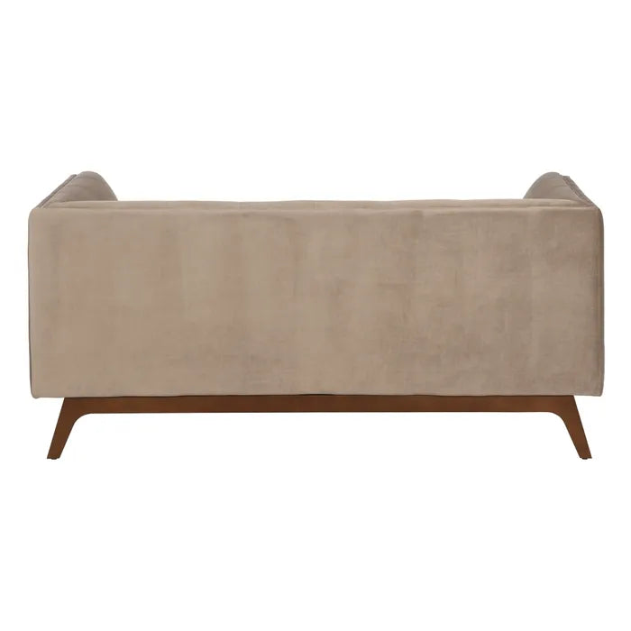 Canapea 2 Locuri | Catifea și Lemn | Champagne | Design Retro-Modern 156 x 81 x 72 cm