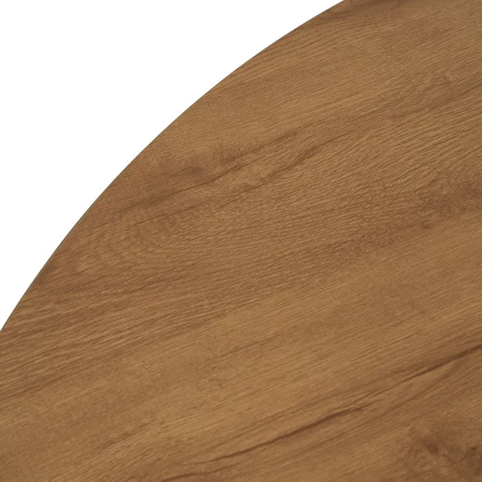 Masă extensibilă dining | MDF și Metal | Stejar Natural & Negru | Design Rotund Modern 120(160)x120x76 cm
