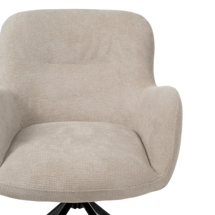 SCAUN ROTATIV BEIGE | Textil-Metal | Mecanism 180° | Confort Premium 62 x 65 x 82 cm