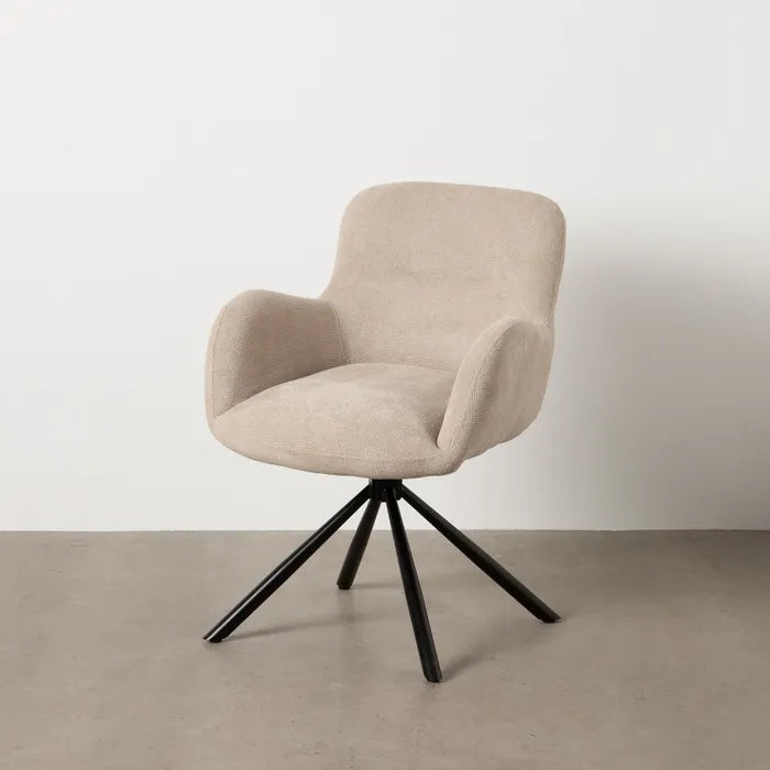 SCAUN ROTATIV BEIGE | Textil-Metal | Mecanism 180° | Confort Premium 62 x 65 x 82 cm